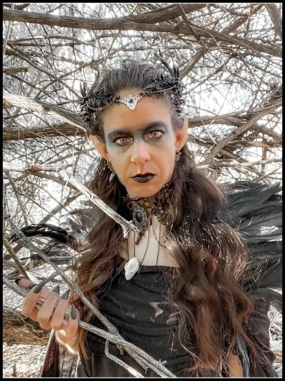 Gothic Black Antler Crown Dark Elf Headpiece Adjustable Fantasy Costume